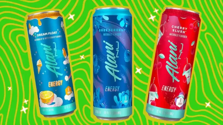 A colorful selection of Alani Nu Energy Drink cans featuring various flavors, set against a vibrant background, highlighting their health-conscious ingredients.