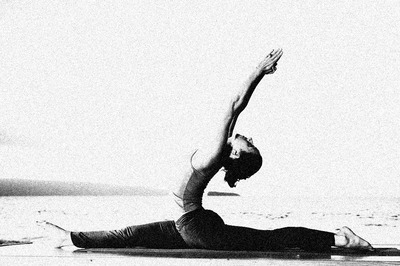 A gymnast performing a split, a ballerina in arabesque, and a yoga practitioner in downward dog, showcasing the importance of flexibility in these activities.